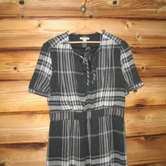 Burberry Brit Gray Check Crepe Wool Dress 12 - Picture 4 of 8